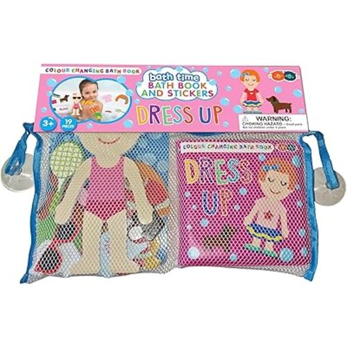 Buddy & Barney: Bath Time: Book & Stickers - Dress Up - Color Changing Book & 17 Foam Pieces, Mix & Match Outfits, Mesh Bag, Water Play Toy, Kids 3+