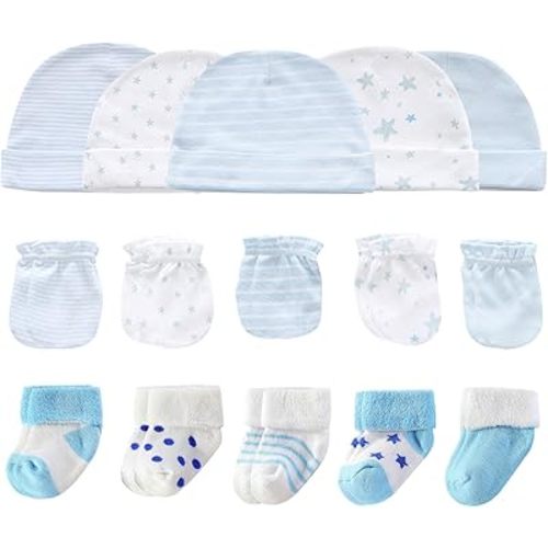 Baby Hats Mittens and Socks Set Cotton Newborn Hat Beanie Soft Infant Girls Boys Caps Gloves 0-6 month