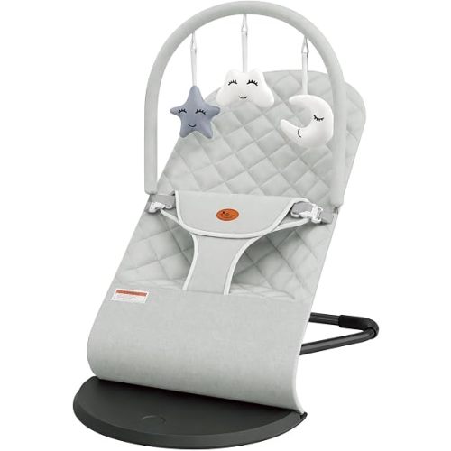 Portable Baby Bouncer Seat for Infants 0-18Months,Light Gray