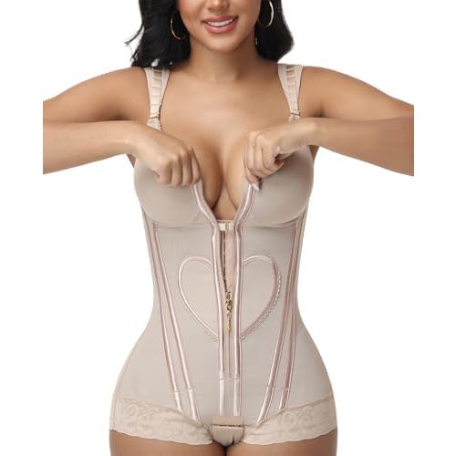 SHAPSHE Fajas Colombianas Moldeadoras Body Shaper with Bra Stage 2 3 Post Surgery High Compression Garment Steel Bones