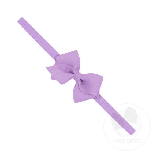 Wee Grosgrain Bow on Matching Skinny Nylon Band - LT ORCHID | Wee Ones Hair Bows & Accessories
