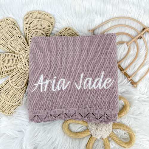 Baby Girl Blanket, Knit Newborn Blanket, Cottom Baby Blanket, Embroidered Newborn Blanket, Personalized Baby Girl, Blanket for Baby Girl