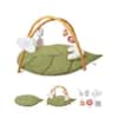 VEVOR Baby Play Gym Mat 1 x 1 ft. Indoor Baby Activity Mat with 6 Sensory Toys, Oversize Leaf-Shaped Tummy Time Mat for Infant YEYDJSDGDPMT6OLNTV0