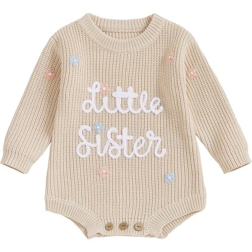 FYBITBO Baby Girl Boy Sweater Knit Oversized Pullover Sweatshirt Romper Onesie Warm Fall Winter Clothes Outfit Newborn