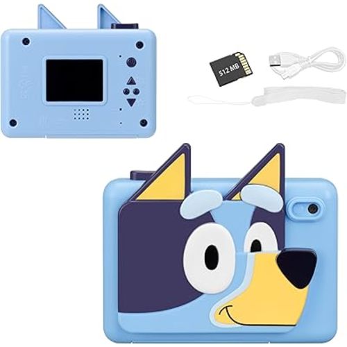 ekids Bluey Kids Camera with SD Card, Digital Camera for Kids with Video Recording, Built-in Digital Stickers for Fans of Bluey Toys