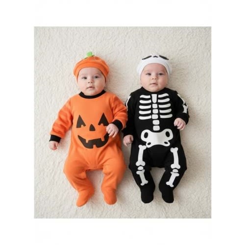 Infant Reversible Pumpkin & Skeleton Onesie Costume | Infant Halloween Costumes