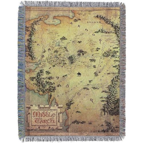Northwest Lord of the Rings The Hobbit Middle Earth Woven Tapestry Throw Blanket, Soft and Durable Fandom Gift, 48 x 60 Inch