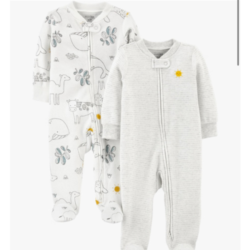Simple Joys by Carter's Baby Boys' 2-way Zip Thermal Footed Sleep and Play, Pack of 2