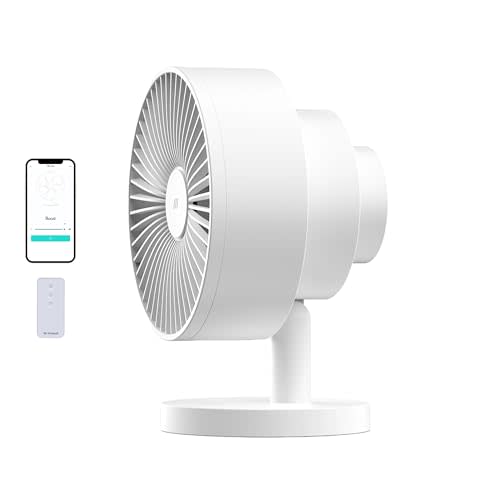 Windmill Smart Fan, Ultra-Quiet 2-in-1 Air Circulator with Remote | 5-Speed Compact Cooling Fan, Whisper-Quiet, App Compatible, White