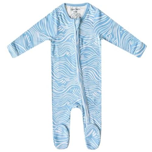 Copper Pearl Zip-Up Footie Baby Pajamas – Soft Newborn Onesies for Boys & Girls, Tag-Free with Two-Way Zipper Baby Sleepers for Newborn - 24 Months, Surf