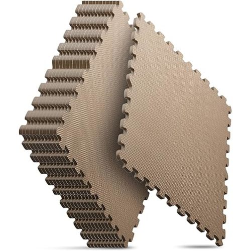 Home Gym Mat, Puzzle Exercise Mat, EVA Interlocking Foam Floor Tiles for Home Workout Equipment and Kids' Play Areas - Blue, 24 in x 24 in x ½ in - (Brown, 12 Pack (48 SQ FT))