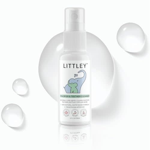 Littley Pacifier & Teether Cleaner | HOCl Spray | 2 oz | Fragrance-free & rinse-free. Fits in any diaper bag — gentle for infants, safe for bottles, teethers & toys