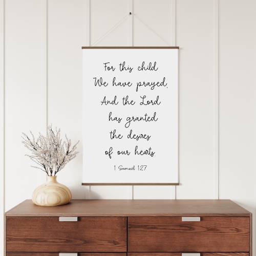 1 Samuel 1:27 Scripture Canvas Sign - Kids Room Decor, 'For This Child We Have Prayed'