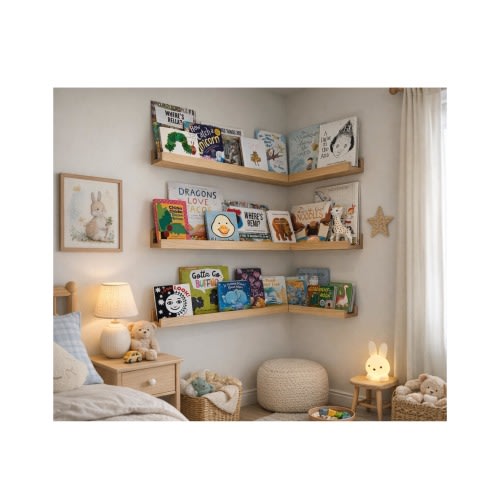 Floating Corner Wall Shelf | Wooden Corner Shelf | Corner Wall Storage Shelf | Kitchen Bathroom Bedroom Decor | Corner Display Ledge