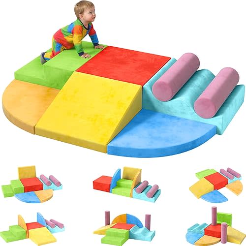YENING Foam Climbing Blocks for Toddlers 1-3 Baby Climbing Toys for 1 Year Old Soft Play Set for Babies 6-12 Months Indoor 8 Piece