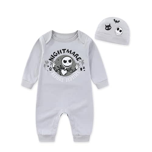 Disney Nightmare Before Christmas Jack Skellington Baby Boys Coverall with Cap 2 Piece Set for Newborn and Infant