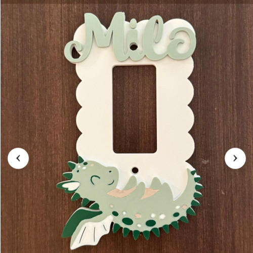 Personalized Baby Dragon Light Switch Plate, Custom Name Switch Cover, Nursery Decor - Free Design Help