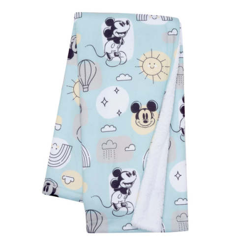 Disney Baby Classic Mickey Mouse Blue/White Soft Fleece Baby Blanket – Lambs & Ivy