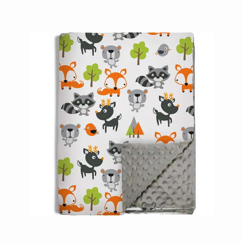 Baby Blanket for Boys Girls Soft Plush Minky Blanket with Double Layer Dotted Backing for Toddler with Unicorn, Cow, Farm Forest Foxes Multicolor Printed 30 x 40 Inch