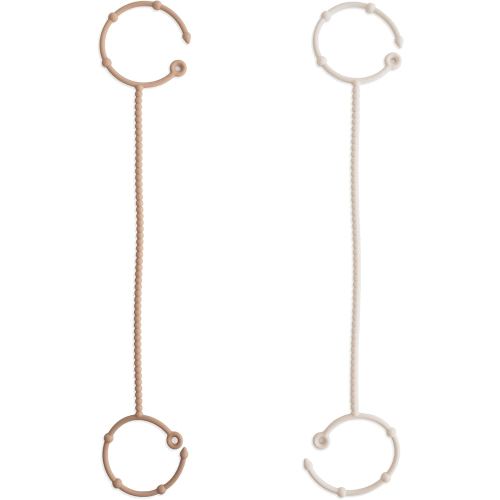 mushie Adjustable Silicone Toy Straps 2-Pack | Baby Accessories Holder for Travel, Stroller, High Chair (Natural/Shifting Sand)