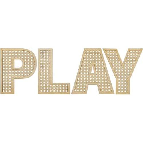 GlikCeil Playroom Decor Play Rattan Letters Boho Wall Signs, Play
