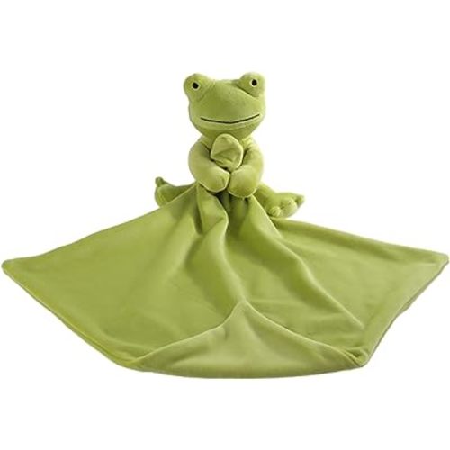 Apricot Lamb Stuffed Animals Security Blanket Green Frog Infant Nursery Character Blanket Luxury Snuggler Plush(Green Frog, 13 Inches)