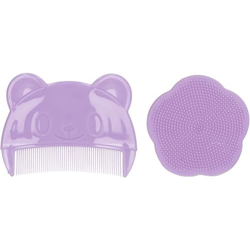 Brosse de bain pour bébé, brosse et peigne, brosse de bain douce en silicone avec brosse à poils et boîte de rangement, idéal pour les nouveau-nés et les tout-petits, liste de naissance