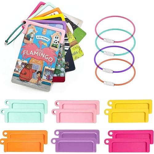 12 Pack Reusable Yoto Card Holder with 4 Metal Ring, Audio Card Storage Secure Organizer for Travel, Rings and Tabs Yoto Accessories, Playful Pastels