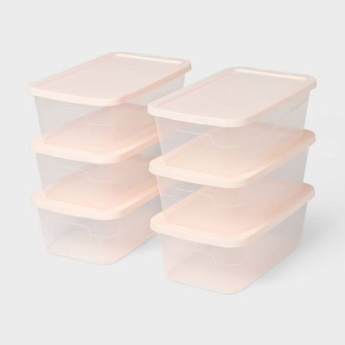 6qt 6pk Clear Tote with Pink Lids - Brightroom™