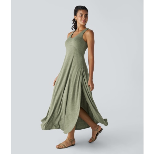 U Neck Flowy Maxi Casual Tank Dress