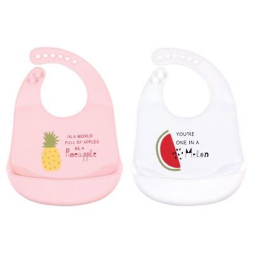Hudson Baby Infant Girl Silicone Bibs 2pk, Fruits, One Size