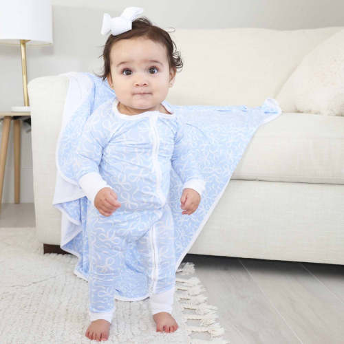 Blue-tiful Bows Convertible Zip Romper | Caden Lane