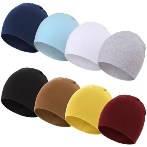 DRESHOW BQUBO 8 Pack Unisex Baby Beanie Hat Infant Toddler Kid Hats Baby Soft Cute Knit Cap Nursery Beanie
