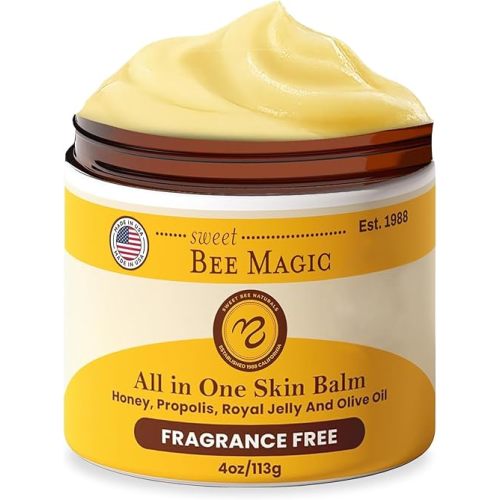 Sweet Bee Magic Organic Honey Bee Balm for Face, Skin & Body - All in One Honey Balm - Beeswax Body Moisturizer - All Natural Aid - 1 jar (4oz)