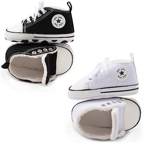 KIDSUN Unisex Baby Boys Girls High Top Sneaker Soft Anti-Slip Sole Newborn Infant First Walkers Canvas Denim Shoes