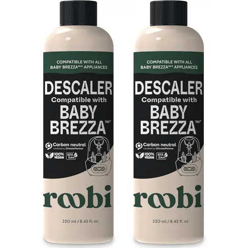 Roobi Descaling Solution Compatible with Baby Brezza. Specially Formulated to Clean & Descale Baby Appliances. Up to 2 Uses per Bottle, 2 Pack. Carbon Neutral.