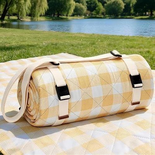 Large Picnic Blanket Waterproof,Outdoor Blanket - Yellow
