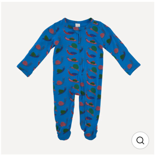 long sleeve two way zipper footie | snails | bamboo – kate quinn