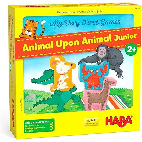 HABA My Very First Games - Animal Upon Animal Junior: Toddler Stacking Game for Preschool Learning Activities & Fun Family Games for Ages 2+