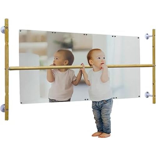 Montessori Coordination Mirror Set with 4ft Pull-Up Bar - Help Babies Build Balance, Confidence & Motor Skills | Ideal for Tummy Time, Crawling & First Steps | Safe for Home Use