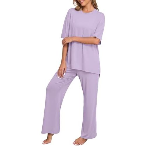 PrinStory Pajamas for Women Soft Pjs Lounge Set S-4XL