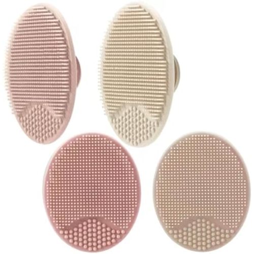 PandaEar Baby Cradle Cap Brush, Silicone Baby Bath Brush Massage Brush Set for Dry Skin, Cradle Cap, and Eczema, 4 Pack (Pink)