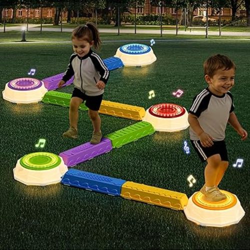 Wee Wonders Light Up Stepping Stones & Balance Beam for Kids, Balance Toys