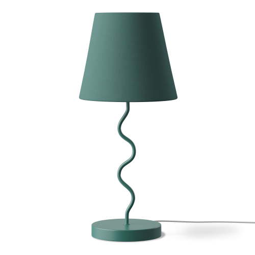 Mainstays Kids Green Curvy Table Lamp with Fabric Shade 17.25 Inch