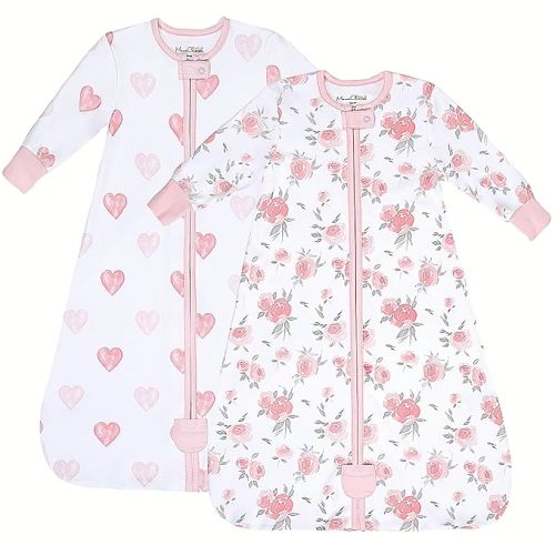 Mama Cheetah Baby Sleep Sack with Sleeves, 0.5 TOG Organic Cotton Wearable Blanket and Two-Way Zipper, Swaddle Transition Long Sleeve Sleeping Bag for Newborn Infant Toddler, 6-12 Months