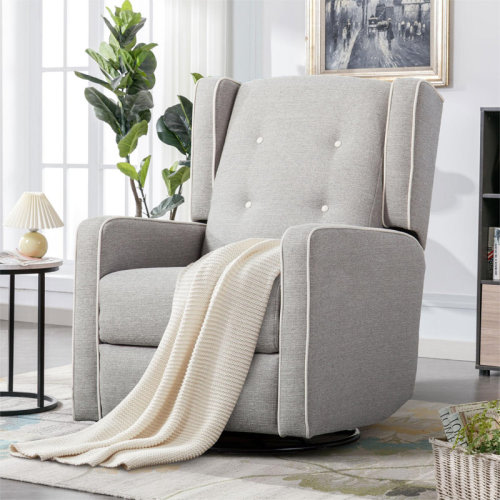 Latitude Run® Wykoff 29.1'' Wide Modern Upholstered Manual Swivel and Rocker Standard Recliner with Wing Back & Reviews | Wayfair