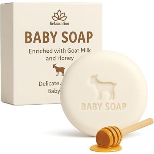 MADE IN USA Baby Soap Bar with Goat Milk and Honey - Naturally Cold Processed from Organic Ingredients - Delicate for Newborn Skin, Gift for babys, Kids, Toddlers and Adults - Handmade in USA
