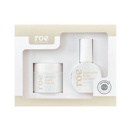 Roe Wellness Mom Care Belly Bundle Bath and Body Gift Set with Stretch Mark Cream and Hydrating Belly Serum - 2pc: Firming, Unscented, No Trial Size