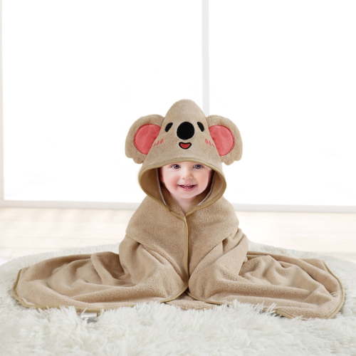 MONEHANE Baby Bath Towel, Absorbent Large Hooded Towel for Kids, Newborn, Babie, Toddler, Infant, Brown Koala, 31.5 x 31.5 inch