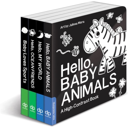 High Contrast Baby Book Set: 4 Board Books for Newborns